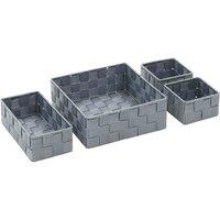 JVL Vichy Nylon Storage Baskets Set Of 4, Grey