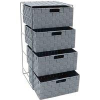 JVL Vichy 4 Drawer Wide Nylon Storage Tower, Grey