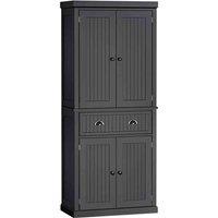 HOMCOM Freestanding Kitchen Storage Cabinet Drawers Cupboards Shelves - Black, Black