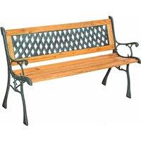 Tectake Garden Bench Tamara 2-seater In Wood And Cast Iron 128X51X73cm Brown, Brown