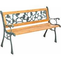 Tectake Garden Bench Marina 2-seater In Wood And Cast Iron 124X52X74cm Brown, Brown