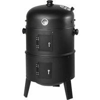 Tectake BBQ Smoker Barrel 3-in-1 Black, Black