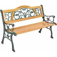 Tectake Garden Bench Kathi 2-seater In Wood And Cast Iron 124X60X83cm Brown, Brown