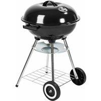 Tectake BBQ Kettle Grill 41.5cm Galvanized With Wheels Black, Black