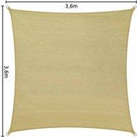 Tectake Sun Shade Sail Square Cream, Cream
