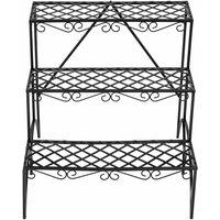 Tectake Plant Stand With 3 Levels Black, Black