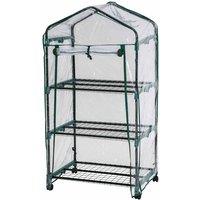 Tectake Mobile Greenhouse With 3 Shelves 69X49X125cm White, Clear