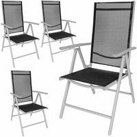 Tectake Folding Aluminium Garden Chairs Set Of 4 Silver, Silver