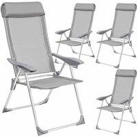 Tectake 4 Folding Aluminium Garden Chairs With Headrest Grey, Grey