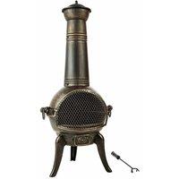 Tectake Fire Pit With Chimney Made Of Cast Iron Grey, Grey