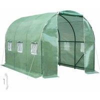 Tectake Polytunnel Greenhouse With 6 Windows 343X200X200cm Green, Green