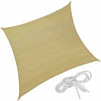 Tectake Sun Shade Sail Square Cream, Cream