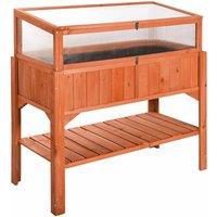 Tectake Raised Planter With Cold Frame Attachment & Shelf 119X53X124cm Brown, Brown