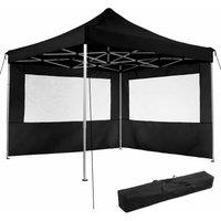 Tectake Gazebo Collapsible 3X3 M With 2 Sides - Olivia Black, Black