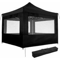 Tectake Gazebo Collapsible 3X3 M With 4 Sides - Olivia Black, Black