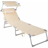 Tectake Sun Lounger Chloe Cream, Cream