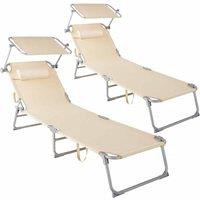 Tectake 2 Chloe Sun Loungers Cream, Cream