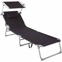 Tectake Sun Lounger Chloe Black, Black