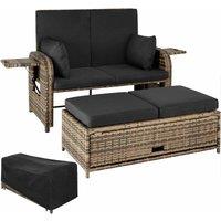 Tectake Rattan Sofa Crete Brown, Brown