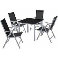 Tectake Garden Table And Chairs Furniture Set 4 1 Silver, Silver