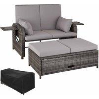 Tectake Rattan Sofa Crete Grey, Grey