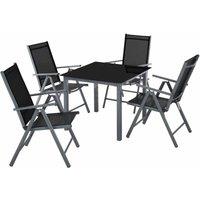 Tectake Garden Table And Chairs Furniture Set 4 1 Grey, Grey