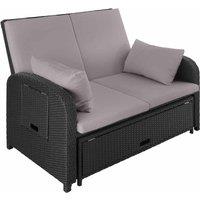 Tectake Rattan Sofa Crete Black, Black