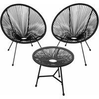 Tectake Set Of 2 Santana Chairs With Table Black, Black