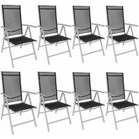 Tectake Folding Aluminium Garden Chairs Set Of 8 Silver, Silver