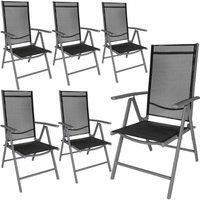 Tectake 6 Aluminium Garden Chairs Black