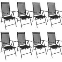 Tectake Folding Aluminium Garden Chairs Set Of 8 Black, Black