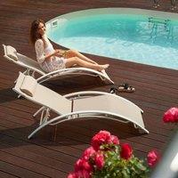 Tectake Set Of 2 Alina Sun Loungers Grey, Grey