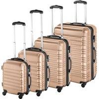 TecTake Lightweight Hard Shell Suitcase Set 4-piece - Cream