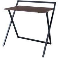 Teamson Home 34inch Easton Modern Wooden Folding Home Office Computer Desk With Metal Cross Legs In Brown Black, Black