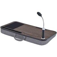 Teamson Home Trapezi 2 In 1 Portable Lap Desk Tray And Carrier Detachable Led Light And Mouse Pad Brown, Brown