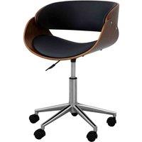 Teamson Home Valeria 360 Full Swivel Cushioned Office Desk With Lumbar Support And Adjustable Height Black Brown, Brown