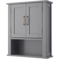 Teamson Home Mercer Wooden Bathroom Wall Storage Cabinet With Open Shelf - Grey