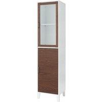 Teamson Home Tyler Wooden Tall Bathroom Linen Cabinet With Glass Door - White Brown, Brown