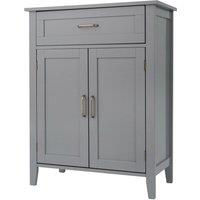 Teamson Home Mercer Wooden Bathroom Floor Storage Cabinet Drawer & Adjustable Shelves - Grey, Grey