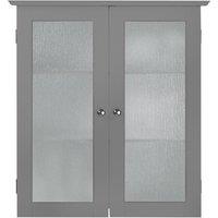 Teamson Home Connor Bathroom Wall Cabinet With 2 Glass Doors - Grey, Grey