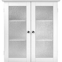 Elegant Home Fashions Bathroom Wall Cabinet 2 Glass Doors White Connor ELG-581