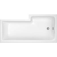 Nuie 1500mm Left Hand Square Shower Bath - White, White