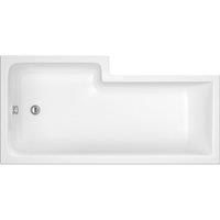 Nuie 1600mm Right Hand Square Shower Bath - White, White