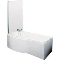 Nuie 1500mm B Shaped Left Hand Bath Set - White, White