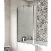 Nuie L Shaped Bath Screen - Polished Chrome