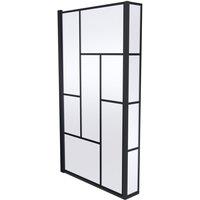 Nuie Abstract L Shaped Bath Screen - Matt Black