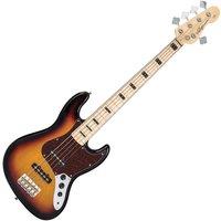 Vintage V49 5 String Coaster Series Bass Guitar - 3 Tone Sunburst, Multi