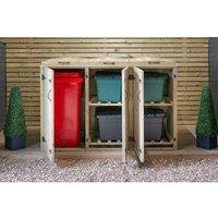 The Garden Village 1 Wheelie Bin / 4 Recycle Box Store, Brown