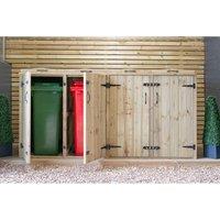 The Garden Village 2 Wheelie Bin / 4 Recycle Box Store, Brown
