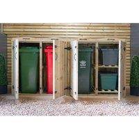 The Garden Village 3 Wheelie Bin / 2 Recycle Box Store, Brown